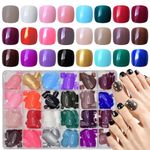 Massmot 24 Color Press on Toenails Sets, 576PCS Press on Toe Nails Short, Full Cover Artificial Fingernails Acrylic Tips Manicure Design Decor for Women Girls DIY Nail (Toe Nail Press on)