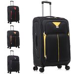 ATX Luggage 28" Suitcase Large Expandable Durable Super Lightweight Suitcase with 4 Dual Spinner Wheels and Built-in 3 Digit Combination Lock (Black/Yellow, 109 Liters)