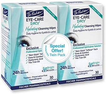Dr. Fischer Tea Tree Eyelid Wipes for Dry Eyes - Gentle Eye Wipes for Everyday Eye Conditions and Hypoallergenic Makeup Remover (60 Wipes)