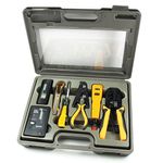 InstallerParts 10 Piece Network Installation Tool Kit - includes LAN Data Tester, RJ45 RJ11 Crimper, 66 110 Punch Down, Stripper, Utility Knife, 2 in 1 Screwdriver, and Hard Case