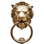 Anatolica Lions Head Door Knocker,7.1 inches,Solid Brass,Regency Period(Polished Brass)