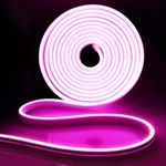 iNextStation Neon LED Strip Light 16.4ft/5m Neon Light Strip 12V Silicone LED Neon Rope Light Waterproof Flexible LED Neon Lights for Bedroom Indoors Outdoors, Pink (Power Adapter not Included)