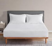 DAPU 100% French Linen Fitted Sheet Mattress Cover (1 Piece) with 16 Inch Deep Pocket, Pure Natural French Flax from Normandy, Ultra Soft, Breathable and Durable (White, Full).