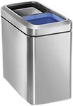 simplehuman, Slim Open Top Recycling Rubbish Bin, Stainless Steel, 20 Liter / 5.3 Gallon