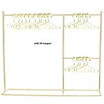 Eledoll 1:6 Dollhouse Furniture Clothes Hanger Clothing Rack Golden Metal Stand Wardrobe 1/6 with 20 Hangers for The 12" Fashion Doll (B)