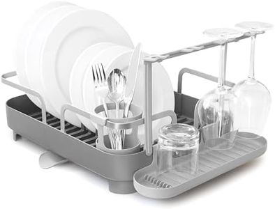 Umbra 1008163-149 Holster Dish Rack - Molded Plastic Dish Drying Rack with Drainage Spout, Charcoal Kitchen, Black