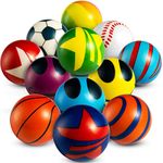 50 Mini Stress Balls Assortment - Bulk 2 Inch Soft Toy Variety Pack Stress Relief Balls, Squeezable Sensory Fidget Balls for Kids, Party Favors, Birthday Gifts for Boys & Girls