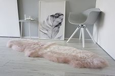 MILABERT Genuine Australian Double (2) Sheepskin Rug - Super Soft Silky Blush Pink | Rose Gold Wool