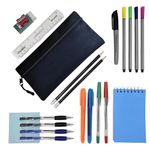 Kitastik Filled Adult Pencil Case with Stationery Included | Pencil Case Adult Set | Stationery Set Adult for Work or Home, Pencil Case for Adults (Black Woven Pencil Case Set)