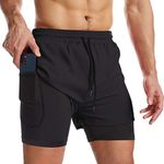 Surenow Mens 2 in 1 Running Shorts 