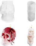 2 Pack Silicone Skull Candle Molds, Maehsab 3d Skeleton Wax Candle Making Mould for Candle Handmade DIY, Skull Ghost Resin Epoxy Mold, Skull Shape Scented Candle Mold for Halloween Party Art Craft