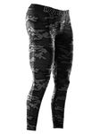 DRSKIN 5, 4, 3 or 1 Pack Men’s Compression Pants Tights Sports Baselayer Running Athletic Workout Active, Line Camo Black, X-Large