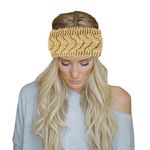 Momisy Knitted Winter Twist Woolen Warm Headband Cold Weather Hair Accessories Head Wrap Winter Designer Headbands for Women & Men- Khaki