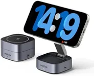 UGREEN MagFlow Magnetic Foldable Charging Station, 2-in-1 Fast Wireless Charger Compatible with iPhone 16 15 14 13 12, Airpods3 2 Pro (No AC Adapter)