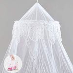 Princess Bed Canopy - Beautiful Silver Sequined Childrens Bed Canopy in White - single bed