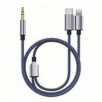 YCTech Aux Cable for iPhone & Samsung in Car, Braided Nylon USB C & Lightning to 3.5mm Jack Audio Adapter Aux Cable for Car Stereo Headphones Speaker, Compatible with iPhone iPad Samsung Google