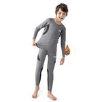 MEETYOO Boy’s Thermal Underwear Set, Ultra Soft Fleece Lined Compression Base Layer, Winter Long Johns for Kids 8-16 Years Grey