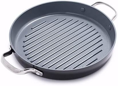 GreenPan Valencia Pro Hard Anodized Healthy Ceramic Nonstick 28 cm Grill Pan, PFAS-Free, Induction, Dishwasher Safe, Oven Safe, Gray