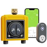 RAINPOINT Sprinkler Timer WiFi Water Timer with Brass Inlet, 2 Outlets Smart Hose Timer,Automatic Irrigation System Controller, APP & Voice Control, Irrigation by Weather/Quantity/Soil Moisture