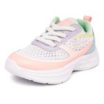 Nautica Kids Lace-up Sneakers for Boys and Girls - Jelly Sole Walking Shoes, Athletic Running Shoes with Chunky Cushion Heel Technology (Little Kid/Big Kid), White Pastel, 4 Big Kid