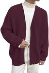 Floerns Men's Casual Long Sleeve Button Front V Neck Rib Knit Cardigan Sweater Burgundy Small