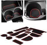 CupHolderHero fits Honda Fit Accessories 2015-2020 Premium Custom Interior Non-Slip Anti Dust Cup Holder Inserts, Center Console Liner Mats, Door Pocket Liners 13pc Set (Red Trim)