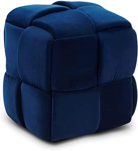 Vesgantti Pouf Ottoman en Velours Repose-Pieds Salon Tressé Tabouret Carrée de Maquillage Décorative Moderne 43 x 43 x 46 cm Charge Max 140 kg - Bleu