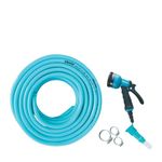 Coach Pipes 1/2''(0.5 Inch) 12mm PVC Hose Pipes for Water | 5 Meter (16.4 Feet) Water Pipe for Garden Watering with 7 Mode Spray Gun, Connector, 3 Clamps | Light Weight, Durable and Flexible Hose