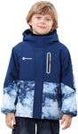 Boys' Waterproof skiing Jacket - Winter Fleece Lined Snowboarding Coat with Hood, Windproof Thermal Outer Shell for Kids Sky Blue 11-12