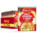 Schwartz Garlic Mushroom & Cream Sauce Mix 26g | Pack of 12 | No Artificial Colours or Flavourings | No Added Preservatives or MSG | Suitable for Vegetarians