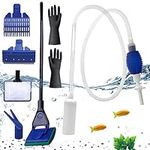 Aquarium Cleaning Kit, 5 in 1 Fish Tank Gravel Cleaner Siphon Vacuum, Aquarium Clean Tool Set, Fish Tank Cleaning Kit, Aquarium Gravel Cleaner with Rubber Gloves to Drain and Replace Your Water