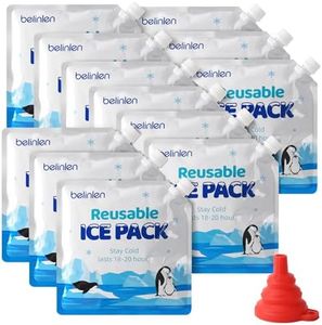 Belinlen 12pack 10"x10" Reusable Ice Packs for Coolers,Long Lasting Cold Freezer Packs Cooler Ice Packs for Lunch Bags,School, Beach, Fishing, Camping