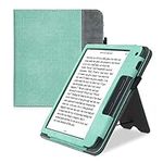 kwmobile Cover Compatible with Kobo Libra 2 Cover - Faux Leather/Suede Case with Stand - Mint/Dark Grey