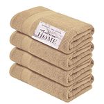 Adam Home Premium Bath Towels 600 GSM (70 x 130 CM, 4 Pack) 100% Combed Cotton Hotel Quality Soft Highly Absorbent & Quick Dry For Daily Use- (Beige)