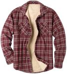 COOFANDY Flannel Sherpa Jacket for Men Plaid Fleece Long Sleeve Button Down Shirt Jackets Dark Red X-Large