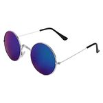 JUST-STYLE Unisex Round Mirror Sunglasses(Blue mercury)