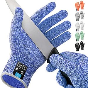 Zulay Cut Resistant Gloves Food Grade Level 5 Protection - Comfortable Safety Cutting Gloves For Chefs - Cut Resistant Work Gloves For Oyster Shucking, Fish Fillet, Mandolin Slicing (Large, Dark Blue)