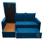 Comfort Designs Jazz-01 Premium Polyester Fabric 3 Seater Corner Sofa Cumbed for Living Room, Functional Storage, Lightweight, Comfortable (Blue)