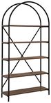 Signature Design by Ashley Galtbury Industrial 5 Fixed Shelf Bookcase, Brown & Black