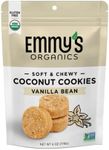 Emmy's Organics Coconut Cookies, Vanilla Bean, 6 oz (Pack of 2) | Gluten-Free Organic Cookies, Vegan, Paleo-Friendly