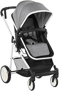 HOMCOM Carrozzina per Bambini 0-36 Mesi fino a 15 kg di peso, Carrozzina per Neonato Passeggino Leggero Pieghevole e Regolabile in Metallo e Poliestere, 80x51x102 cm, Grigio