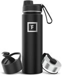 IRON °FLASK Camping & Hiking Hydration Flask with 3 Lids - Stainless Steel, Double Walled & Vacuum Insulated Water Bottle - Leak Proof & BPA Free (Midnight Black, Spout - 22 oz)