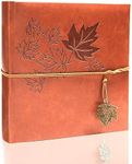 Holoary Photo Album 4x6 200 Photos, PU Leather Cover Maple Leaf Embossed 3D Picture Frame, 50 Sheets 100 pages 200 Pockets with Writing Space, Travel Family Wedding Kids Graduation Ultrasound Baby