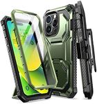 i-Blason Armorbox Designed for iPhone 14 Pro Case 6.1 inch (2022 Release) with Kickstand & Belt Clip Holster, Full Body Protective Bumper Case with Built-in Screen Protector (Guldan)