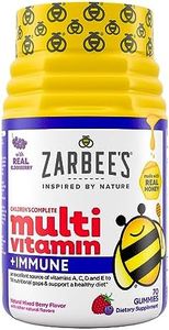 Zarbee's Complete Kids Multivitamin Gummies + Immune Support, Children Vitamins Gummy with Vitamin A, C, D3, E, B6, B12, Folic Acid & Total B-complex, 70 Count