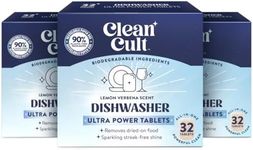Cleancult Ultra Power Dishwasher Detergent Pods for Sparkling Streak-Free Shine, All-In-One, No Plastic Waste, 96 Count
