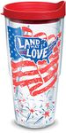 Tervis 1351395 Land That I Love Insulated Tumbler with Wrap and Red Lid, 24oz, Clear