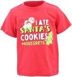 Boys I Ate Santas Cookies No Regrets Kids Christmas Shirt Clothes (12Y, Red)