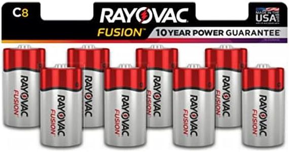 Rayovac Fusion C Batteries (8 Pack), Alkaline C Cell Batteries, Great for High Drain Devices