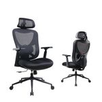 Eucladoceros 【Adjustable Backrest】 Ergonomic Office Chair with 3D Lumbar Support & Adjustable Headrest, High Back Desk Chair with 3D Armrest Swivel Task Chair Black